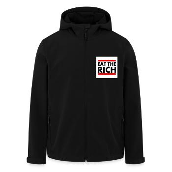 Eat the rich - Men’s Recycled Softshell Jacket by Stanley/Stella - black - Front - AI Model Male 185 light (185cm)