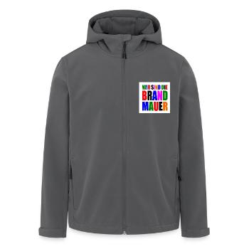 wir sind die brandmauer - Recycelte Männer Softshell-Jacke von Stanley/Stella - Schwarz - Vorne - AI Model Male 185 light (185cm)