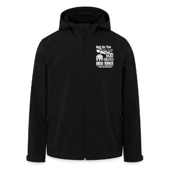 Social Worker God Created Social Worker - Men’s Recycled Softshell Jacket by Stanley/Stella - black - Front - AI Model Male 185 light (185cm)