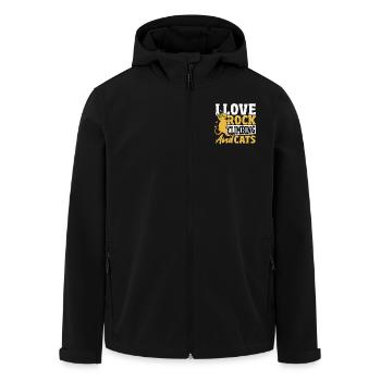 Climbers I love rock climbing and cats - Men’s Recycled Softshell Jacket by Stanley/Stella - black - Front - AI Model Male 185 light (185cm)
