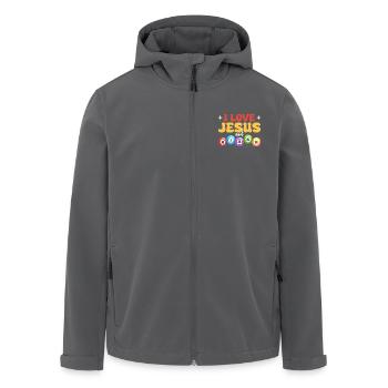 I love Jesus and bingo - Men’s Recycled Softshell Jacket by Stanley/Stella - anthracite - Front - AI Model Male 185 light (185cm)