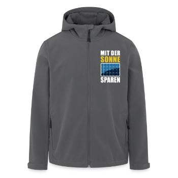 Mit der Sonne sparen - Photovoltaik - Solarenergie - Recycelte Männer Softshell-Jacke von Stanley/Stella - Schwarz - Vorne - AI Model Male 185 light (185cm)