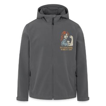 Journée Internationale de la Femme - Cadeau Rétro - Veste softshell homme en polyester recyclé Stanley/Stella - noir - Devant - AI Model Male 185 light (185cm)