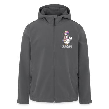 I Love My Chickens - Funny Chickens Cartoon - Men’s Recycled Softshell Jacket by Stanley/Stella - black - Front - AI Model Male 185 light (185cm)
