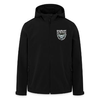 FLYING HIGH THINKING BIGGER - EAGLE AND ELEPHANT - Men’s Recycled Softshell Jacket by Stanley/Stella - black - Front - AI Model Male 185 light (185cm)