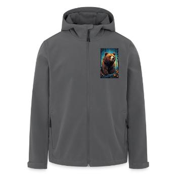 Ours | Ours brun | Grizzli | Animaux - Veste softshell homme en polyester recyclé Stanley/Stella - noir - Devant - AI Model Male 185 light (185cm)