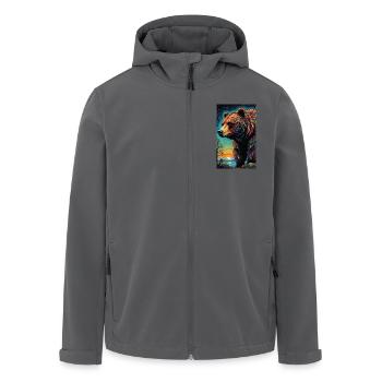 Ours | Ours brun | Grizzli | Animaux - Veste softshell homme en polyester recyclé Stanley/Stella - noir - Devant - AI Model Male 185 light (185cm)