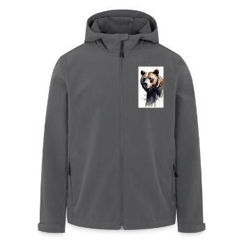 Bear | Brown Bear | Grizzly Bear | Animals - Men’s Recycled Softshell Jacket by Stanley/Stella - black - Front - AI Model Male 185 light (185cm)