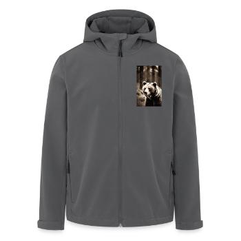 Ours | Ours brun | Grizzli | Animaux - Veste softshell homme en polyester recyclé Stanley/Stella - noir - Devant - AI Model Male 185 light (185cm)