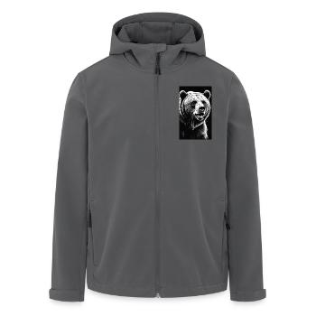 Ours | Ours brun | Grizzli | Animaux - Veste softshell homme en polyester recyclé Stanley/Stella - noir - Devant - AI Model Male 185 light (185cm)