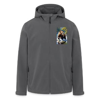 Ours | Ours brun | Grizzli | Animaux - Veste softshell homme en polyester recyclé Stanley/Stella - noir - Devant - AI Model Male 185 light (185cm)