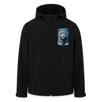 Schneeleopard | Leopard | Raubtier - Recycelte Männer Softshell-Jacke von Stanley/Stella - Schwarz - Vorne - AI Model Male 185 light (185cm)