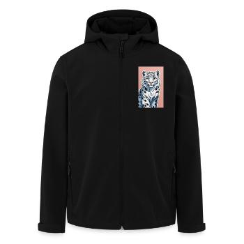 Schneeleopard | Leopard | Raubtier - Recycelte Männer Softshell-Jacke von Stanley/Stella - Schwarz - Vorne - AI Model Male 185 light (185cm)