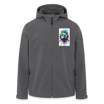 Hai | Weißer Hai | Meerestier | Fisch - Recycelte Männer Softshell-Jacke von Stanley/Stella - Schwarz - Vorne - AI Model Male 185 light (185cm)