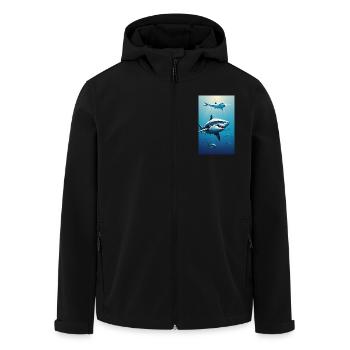 Shark | Great White Shark | Sea Creature | Fish - Men’s Recycled Softshell Jacket by Stanley/Stella - black - Front - AI Model Male 185 light (185cm)