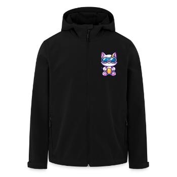 Katze Apres Ski Bier - Recycelte Männer Softshell-Jacke von Stanley/Stella - Schwarz - Vorne - AI Model Male 185 light (185cm)