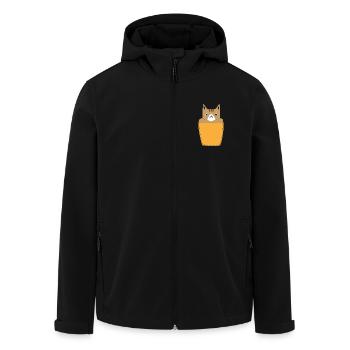 Brusttasche mit Katze - Recycelte Männer Softshell-Jacke von Stanley/Stella - Schwarz - Vorne - AI Model Male 185 light (185cm)