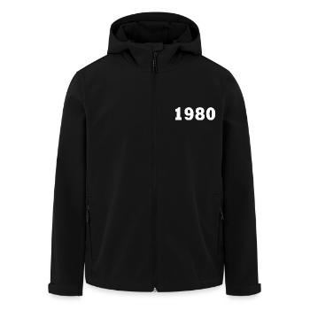 1980 - Recycelte Männer Softshell-Jacke von Stanley/Stella - Schwarz - Vorne - AI Model Male 185 light (185cm)