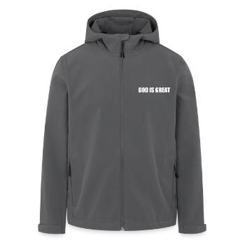 god is great - Recycelte Männer Softshell-Jacke von Stanley/Stella - Anthrazit - Vorne - AI Model Male 185 light (185cm)