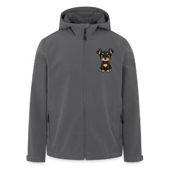 Doberman Hund Niedlich - Recycelte Männer Softshell-Jacke von Stanley/Stella - Schwarz - Vorne - AI Model Male 185 light (185cm)