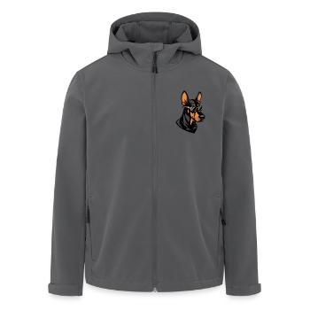 Doberman Dog Cool Comic - Men’s Recycled Softshell Jacket by Stanley/Stella - black - Front - AI Model Male 185 light (185cm)