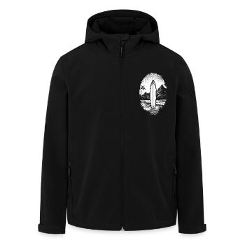 Surfboard - Wellen - Surfen - Strand - Palmen - Recycelte Männer Softshell-Jacke von Stanley/Stella - Schwarz - Vorne - AI Model Male 185 light (185cm)