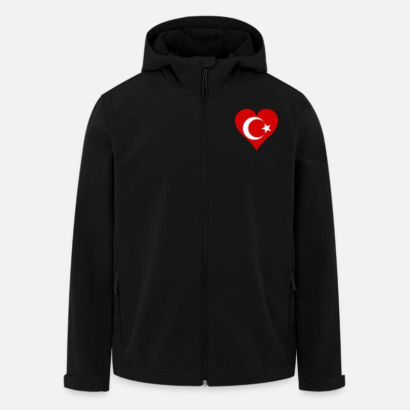 Drapeau turc comme coeur - Veste softshell homme en polyester recyclé Stanley/Stella - noir