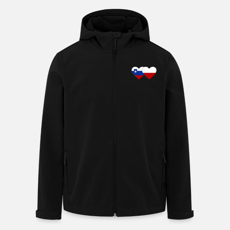 Slovénie Pologne Drapeau Coeur - Veste softshell homme en polyester recyclé Stanley/Stella - noir