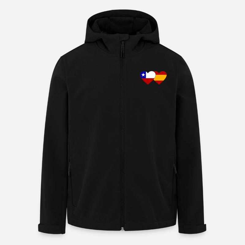 Chili Espagne Drapeau Coeur - Veste softshell homme en polyester recyclé Stanley/Stella - noir