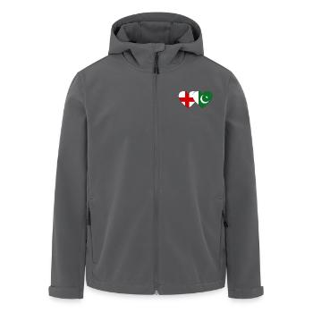 Drapeau de l’Angleterre Pakistan coeur utilisé - Veste softshell homme en polyester recyclé Stanley/Stella - noir - Devant - AI Model Male 185 light (185cm)