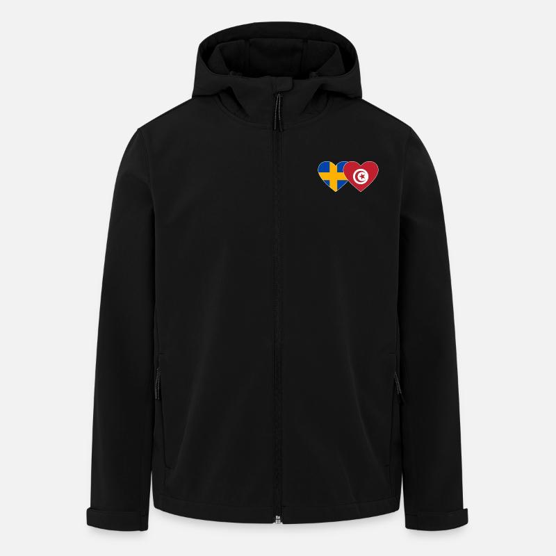 Suède Tunisie Drapeau Coeur - Veste softshell homme en polyester recyclé Stanley/Stella - noir