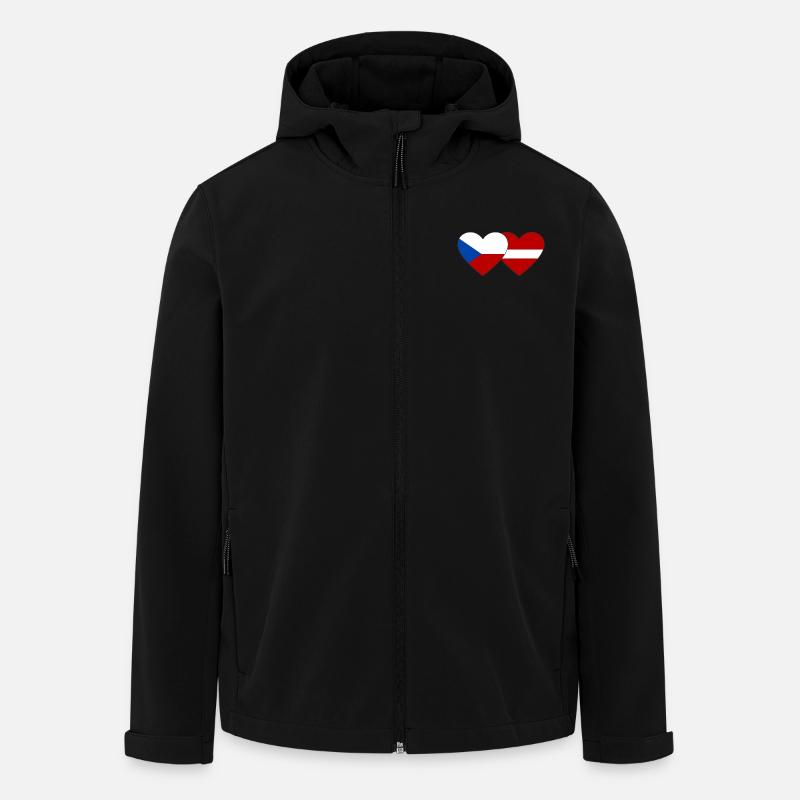 Czech Republic Latvia Flag Heart - Men’s Recycled Softshell Jacket by Stanley/Stella - black