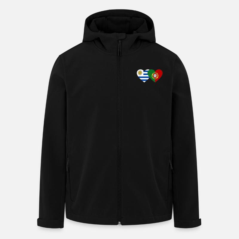 Uruguay Portugal Drapeau Coeur - Veste softshell homme en polyester recyclé Stanley/Stella - noir