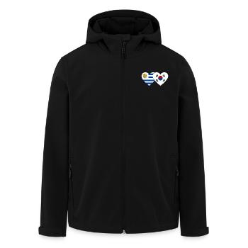 Uruguay Südkorea Flagge Herz - Recycelte Männer Softshell-Jacke von Stanley/Stella - Schwarz - Vorne - AI Model Male 185 light (185cm)