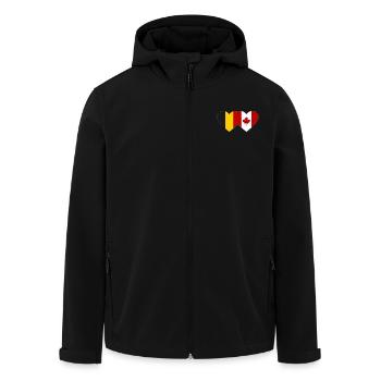 Belgium Canada Flag Heart - Men’s Recycled Softshell Jacket by Stanley/Stella - black - Front - AI Model Male 185 light (185cm)