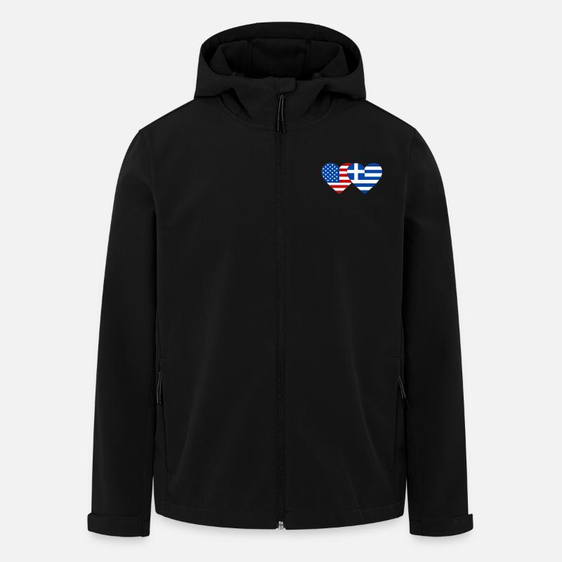 États-Unis, Grèce, Drapeau, Coeur - Veste softshell homme en polyester recyclé Stanley/Stella - noir