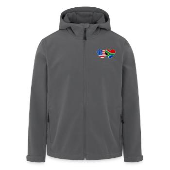 États-Unis, Afrique du Sud, drapeau, forme de coeur - Veste softshell homme en polyester recyclé Stanley/Stella - charbon - Devant - AI Model Male 185 light (185cm)
