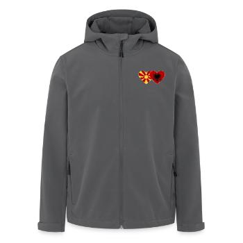Mazedonien Albanien Flagge Herz - Recycelte Männer Softshell-Jacke von Stanley/Stella - Schwarz - Vorne - AI Model Male 185 light (185cm)