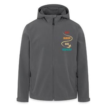 Eat Sleep Ski Repeat - Ski - Ski - Men’s Recycled Softshell Jacket by Stanley/Stella - black - Front - AI Model Male 185 light (185cm)