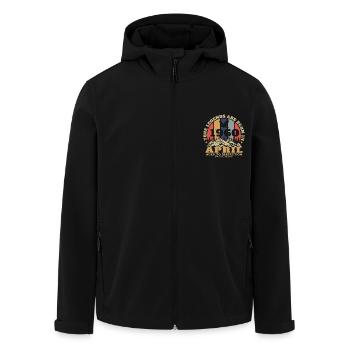 Avril 1960 Vintage cadeau d'anniversaire - Veste softshell homme en polyester recyclé Stanley/Stella - noir - Devant - AI Model Male 185 light (185cm)