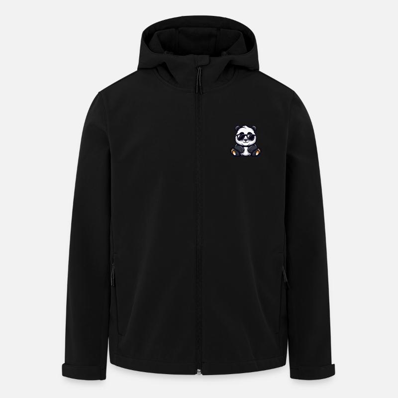 Panda Cool Tier - Recycelte Männer Softshell-Jacke von Stanley/Stella - Schwarz