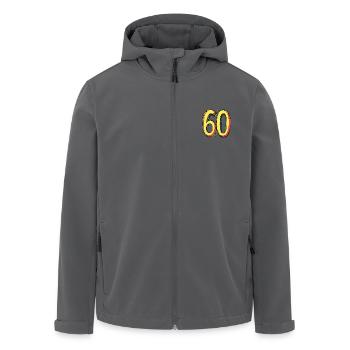 60 Number Comic - Men’s Recycled Softshell Jacket by Stanley/Stella - black - Front - AI Model Male 185 light (185cm)