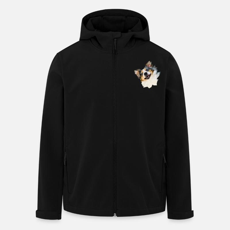 Australian Shepherd, Polygon Style - Recycelte Männer Softshell-Jacke von Stanley/Stella - Schwarz