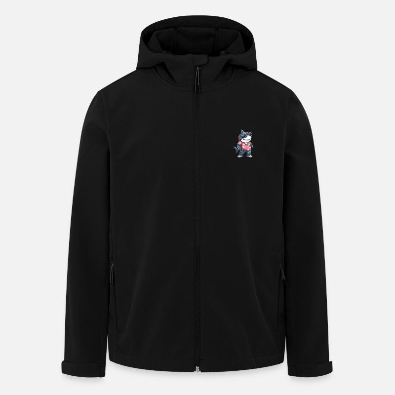 Requin Bande Dessinée Cool Été - Veste softshell homme en polyester recyclé Stanley/Stella - noir