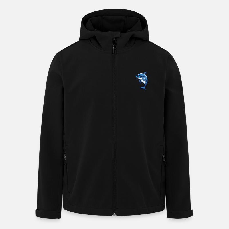 Delfin Cool Tier - Recycelte Männer Softshell-Jacke von Stanley/Stella - Schwarz