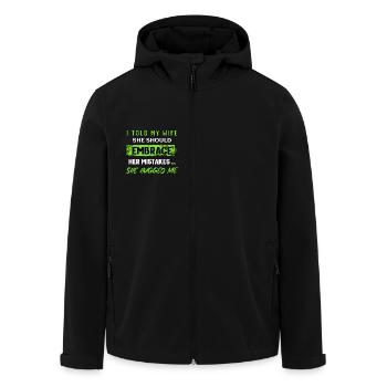 Ich sagte meiner Frau, sie solle ihre Fehler akzeptieren - Recycelte Männer Softshell-Jacke von Stanley/Stella - Schwarz - Vorne - AI Model Male 185 light (185cm)