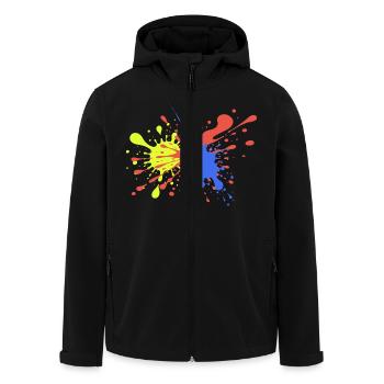 Colorful Splashes Gift Idea Funny - Men’s Recycled Softshell Jacket by Stanley/Stella - black - Front - AI Model Male 185 light (185cm)