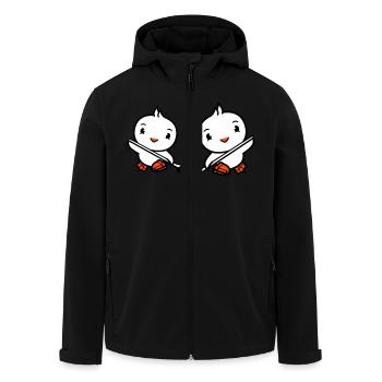 2 Vögel spielen Eishockey Sport Puck Zwei Schläger - Recycelte Männer Softshell-Jacke von Stanley/Stella - Schwarz - Vorne - AI Model Male 185 light (185cm)