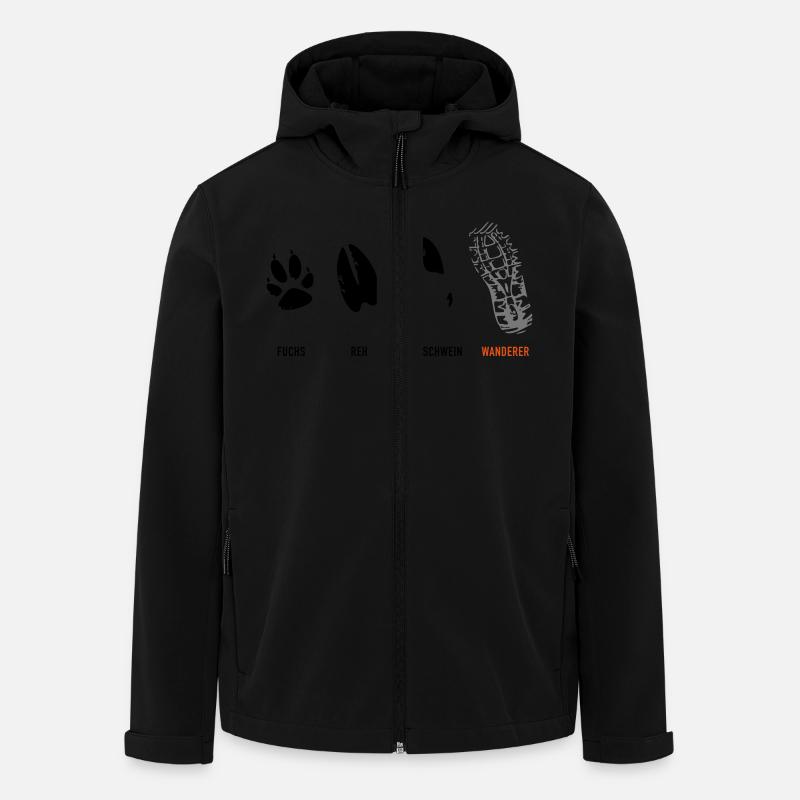 Fuchs Reh Wildschwein Wanderer Trittsiegel, Fährte - Recycelte Männer Softshell-Jacke von Stanley/Stella - Schwarz