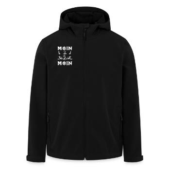 Moin Moin Nordischer Gruß Anker Wellen Möwen - Recycelte Männer Softshell-Jacke von Stanley/Stella - Schwarz - Vorne - AI Model Male 185 light (185cm)